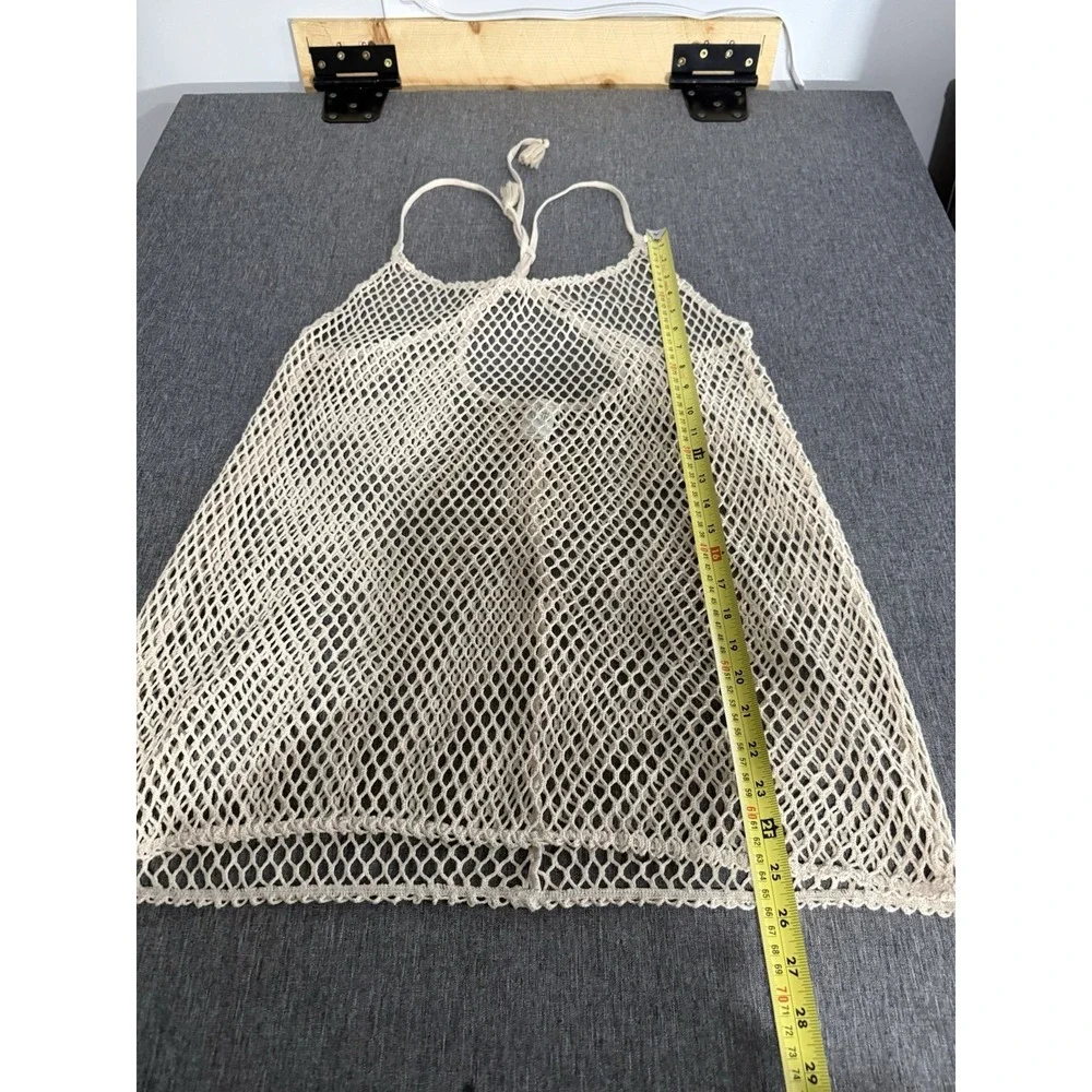 Wild Fable Crochet Net Beach Cover-Up in Beige Pool Vacation